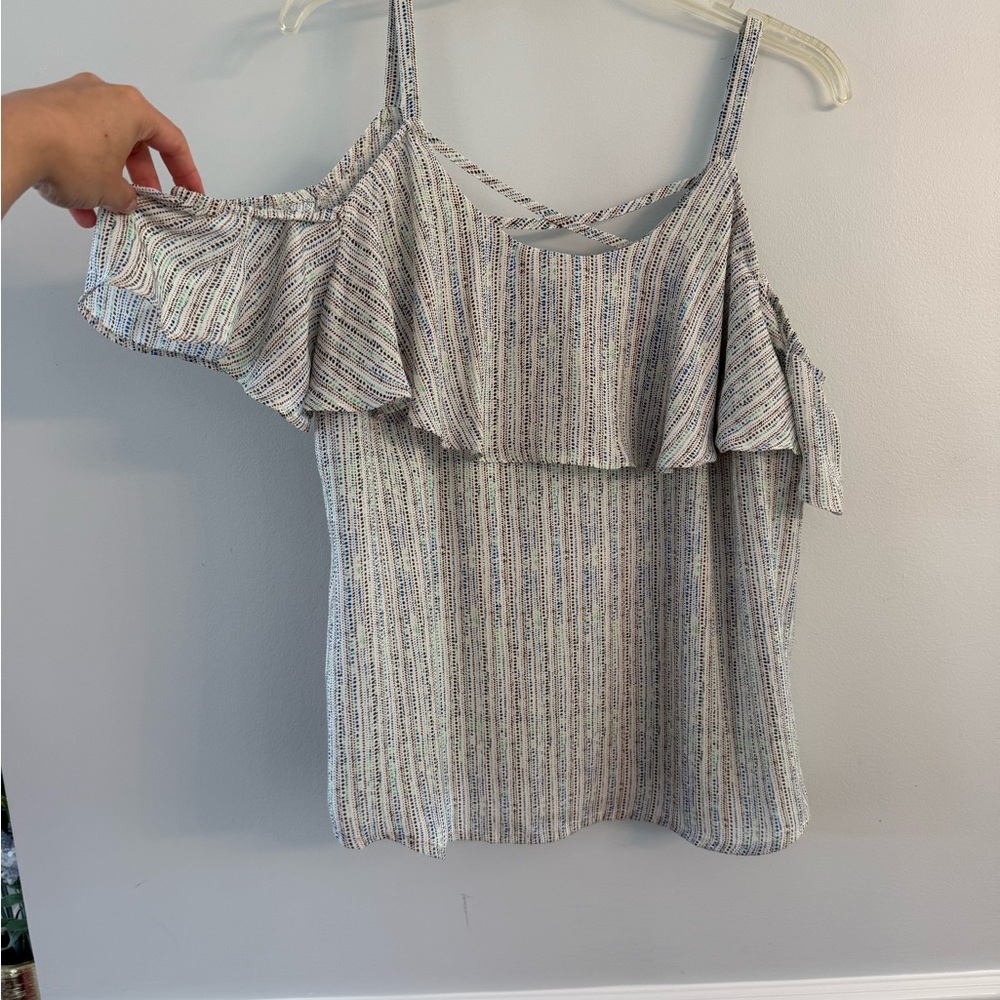 Striped Cold Shoulder Women's Top - Picture 4 of 6